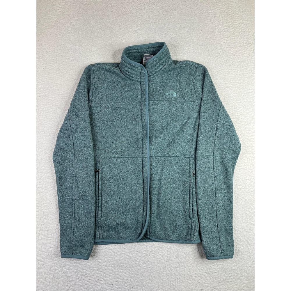 The North Face Womens Green Fleece‎ Full Zip Jacket Stand Collar Size Medium
